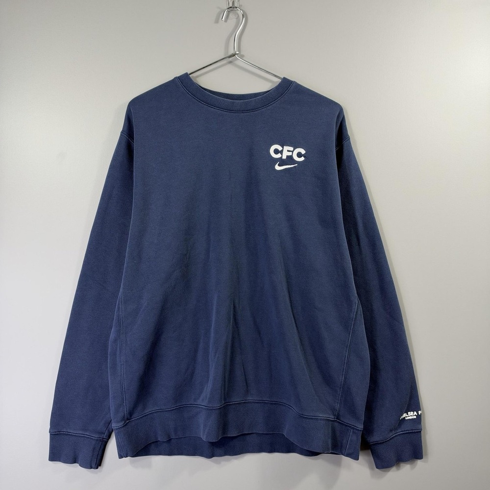 Chelsea FC Sweatshirt Mens Large Blue Premier League Soccer Nike Crewneck